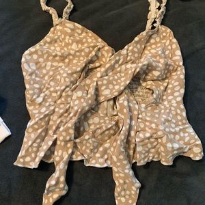 Brown short tie tank